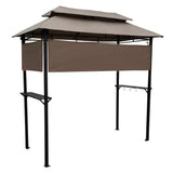8x4ft Patio Metal Soft Top Grill Gazebo with Hook and Bar Counters