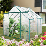 8x8 FT Double Door Greenhouse Raised Base and Anchor Aluminum Heavy Duty Walk-in Greenhouses for Outdoor Backyard in All Season