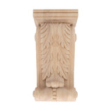 9-1/8" x 4-5/8" x 2-3/4" Hand Carved Maple Acanthus Leaf Wood Corbel