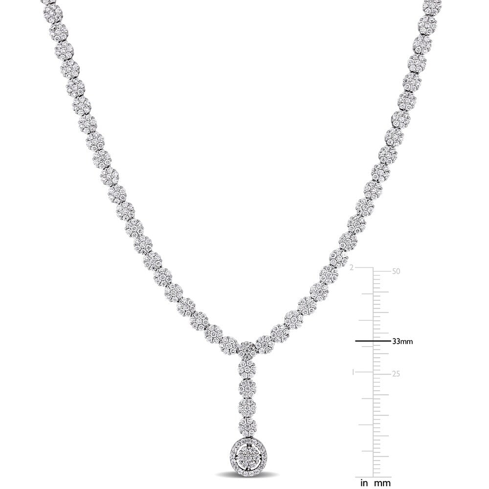 9 5/8ct TW Cubic Zirconia Flower Cluster Y-Necklace in Sterling Silver by Miadora