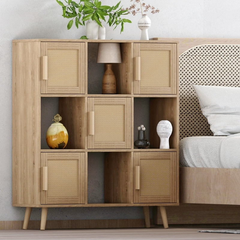 9-Cube Storage Organizer, Storage Cabinet with 4 Open Cubes and 5 Cabinets