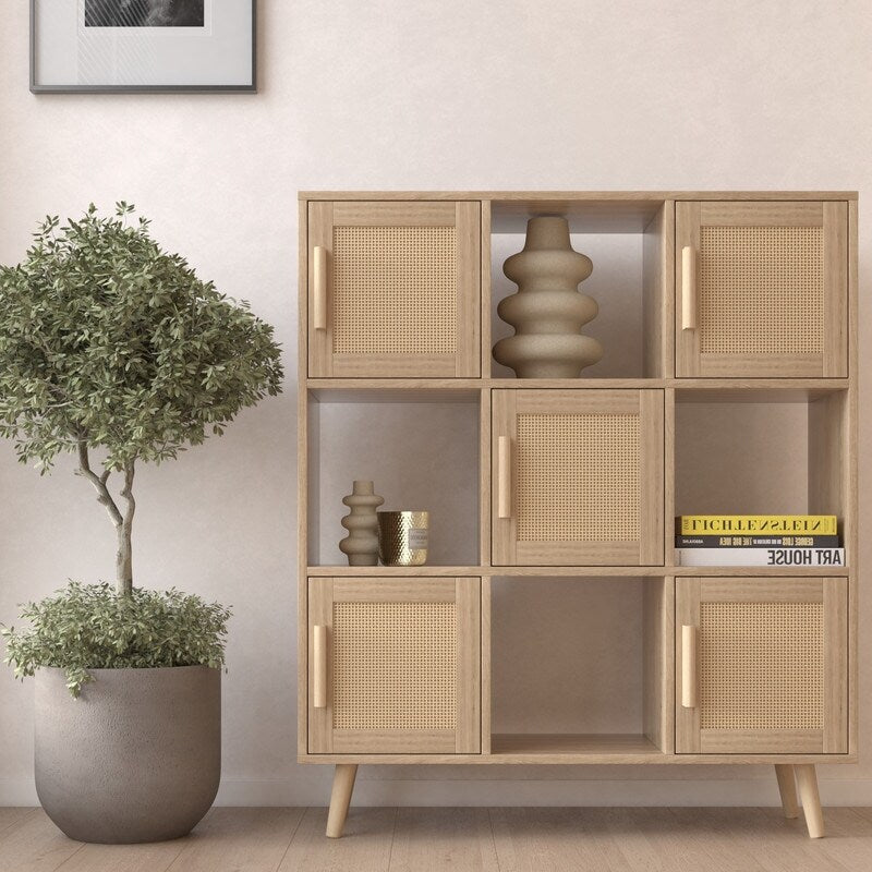 9-Cube Storage Organizer, Storage Cabinet with 4 Open Cubes and 5 Cabinets