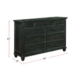 9 Drawers Dresser With Metal Handles in Weathered Carbon