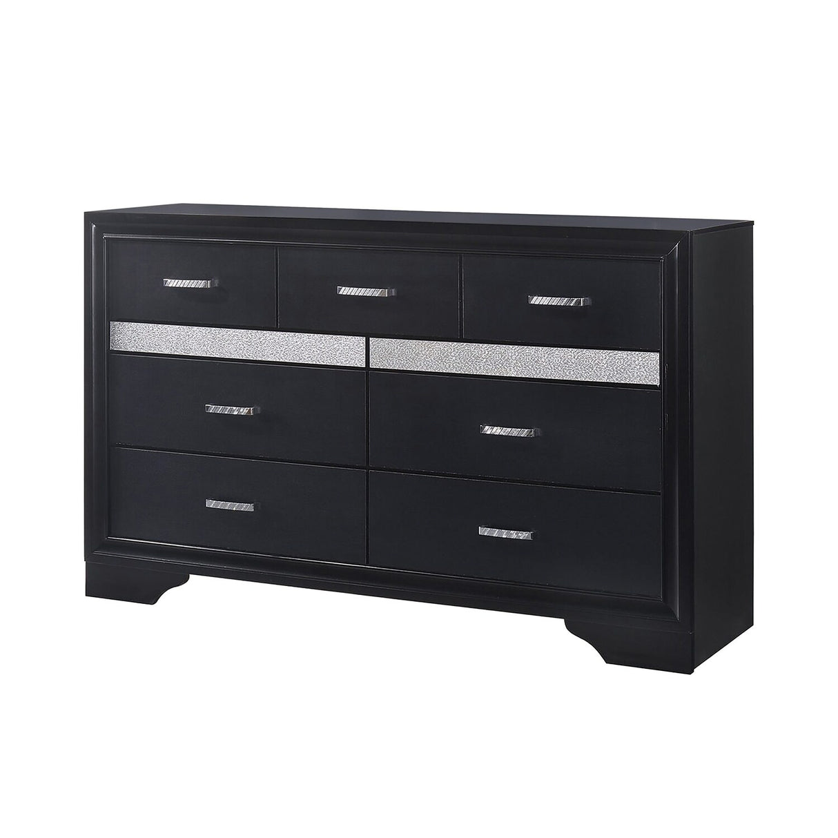 9 Drawers Wooden Dresser With Hide Drawer Design in Black
