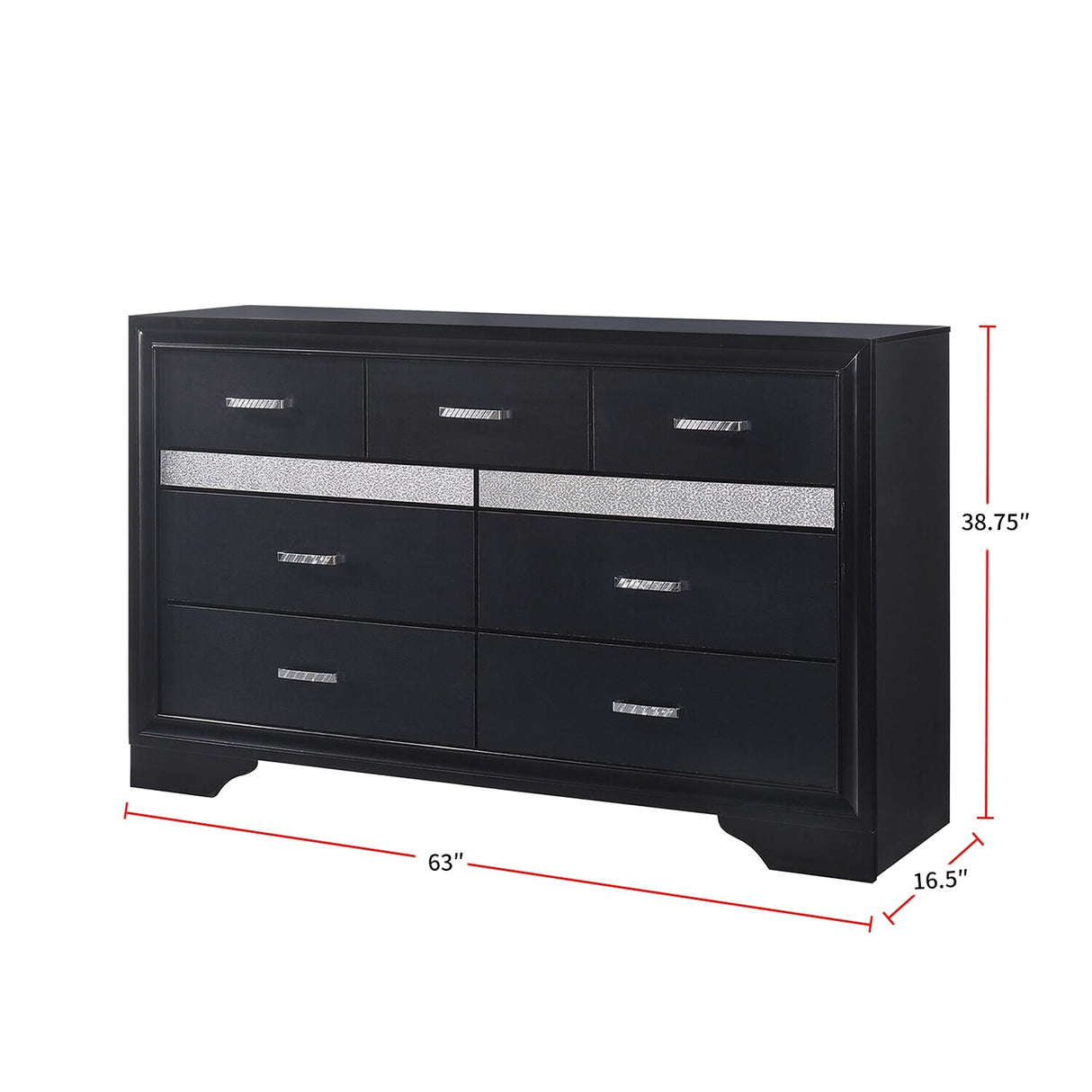 9 Drawers Wooden Dresser With Hide Drawer Design in Black