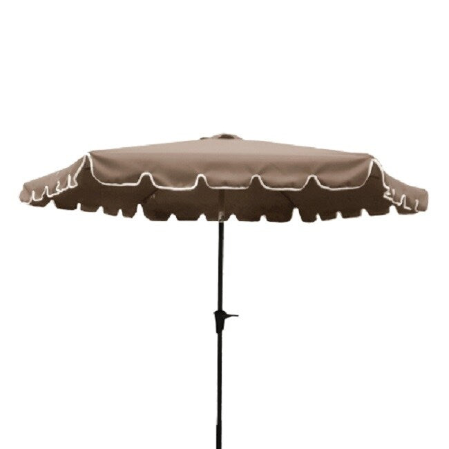 9 Feet Pole Scalloped Umbrella with Carry Bag, Taupe