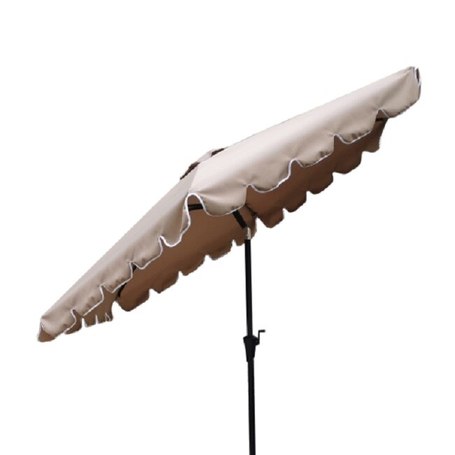 9 Feet Pole Scalloped Umbrella with Carry Bag, Taupe