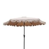 9 Feet Pole Scalloped Umbrella with Carry Bag, Taupe