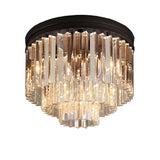 9 Light Clear Glass Fringe Flush Mount In Java Brown Finish - 16.00