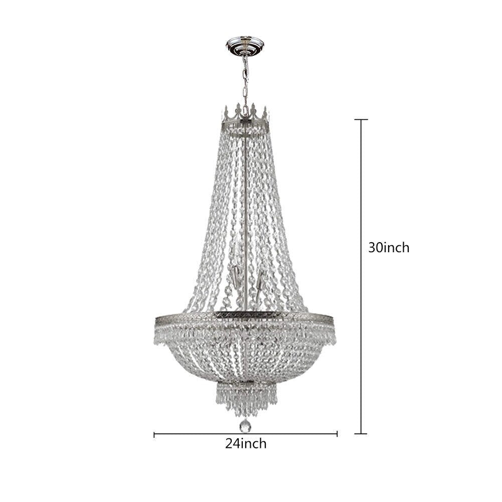 Crystal Chandelier Empire Large Foyer Glam Ceiling Light - 24*24*30 inches（D*H）