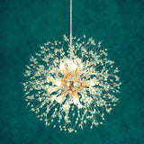 9-Light Modern Linear Starburst Firework Chandelier Green Dandelion Sputnik Island Pendant