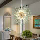 9-Light Modern Linear Starburst Firework Chandelier Green Dandelion Sputnik Island Pendant