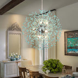 9-Light Modern Linear Starburst Firework Chandelier Green Dandelion Sputnik Island Pendant