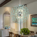 9-Light Modern Linear Starburst Firework Chandelier Green Dandelion Sputnik Island Pendant