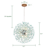 9-Light Modern Linear Starburst Firework Chandelier Green Dandelion Sputnik Island Pendant