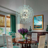 9-Light Modern Linear Starburst Firework Chandelier Green Dandelion Sputnik Island Pendant
