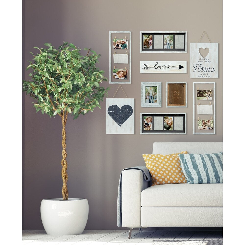9-piece Heart Decor White Collage Kit Picture Frame Set