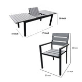 9 Piece Metal Outdoor Dining Table and Chairs, Gray and Black