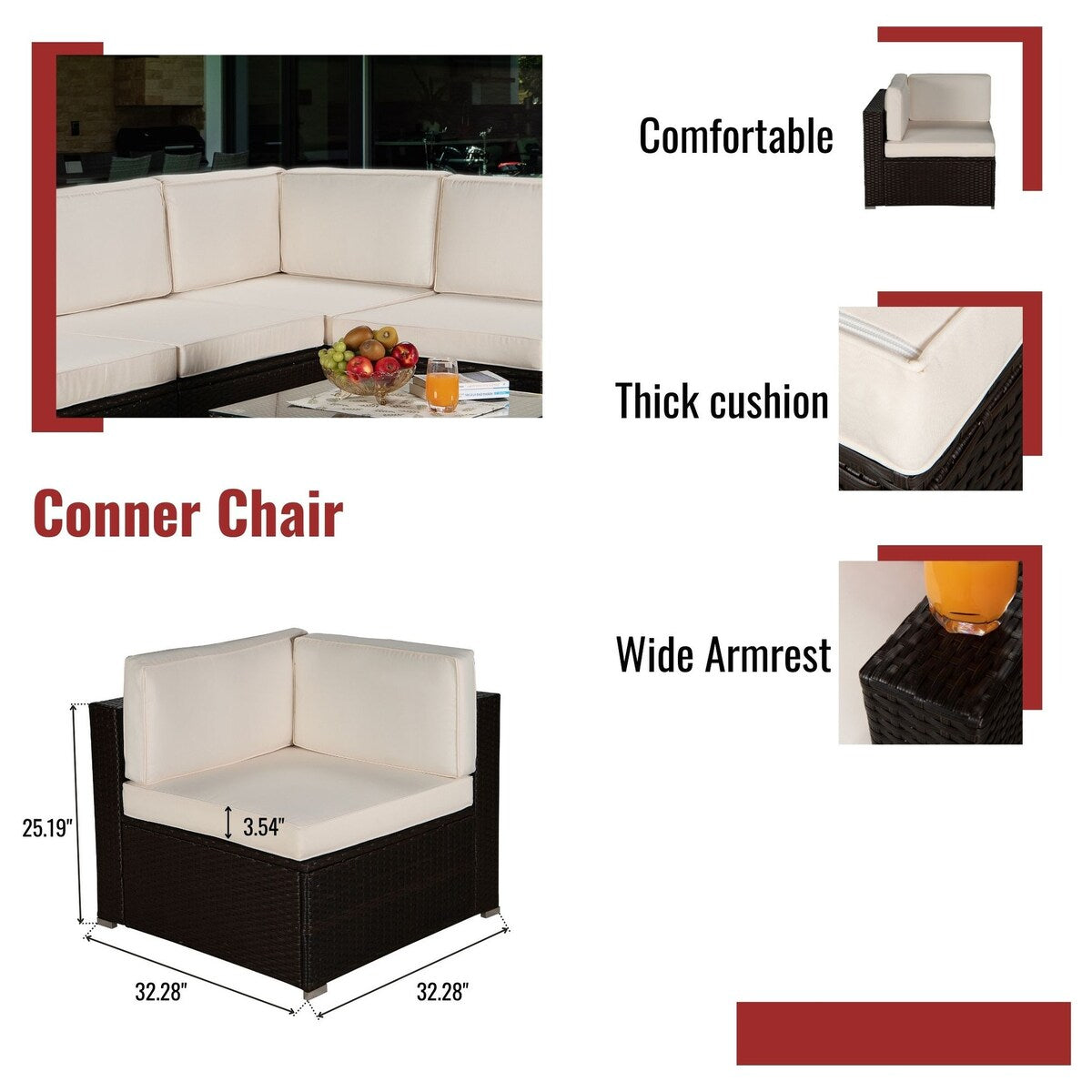 9-Piece Outdoor Wicker Patio Sofa Set with Table and Cushions