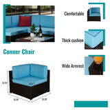 9-Piece Outdoor Wicker Patio Sofa Set with Table and Cushions