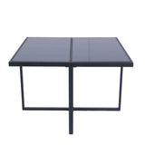 9 Pieces Patio Dining Sets Outdoor Space Saving Rattan Chairs with Glass Table