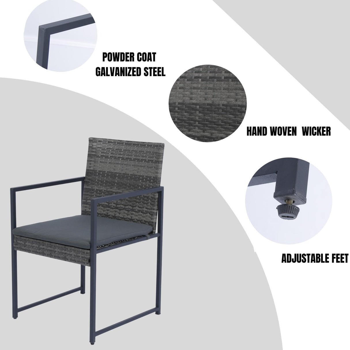 9 Pieces Patio Dining Sets Outdoor Space Saving Rattan Chairs with Glass Table