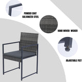 9 Pieces Patio Dining Sets Outdoor Space Saving Rattan Chairs with Glass Table