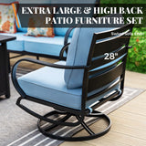 MAISON ARTS 9-Seat Patio Conversation Set, Sofa Set 7-Piece with 4 x Single Sofa Chairs, 1 x 3-seater Sofa and 2 x Ottomans