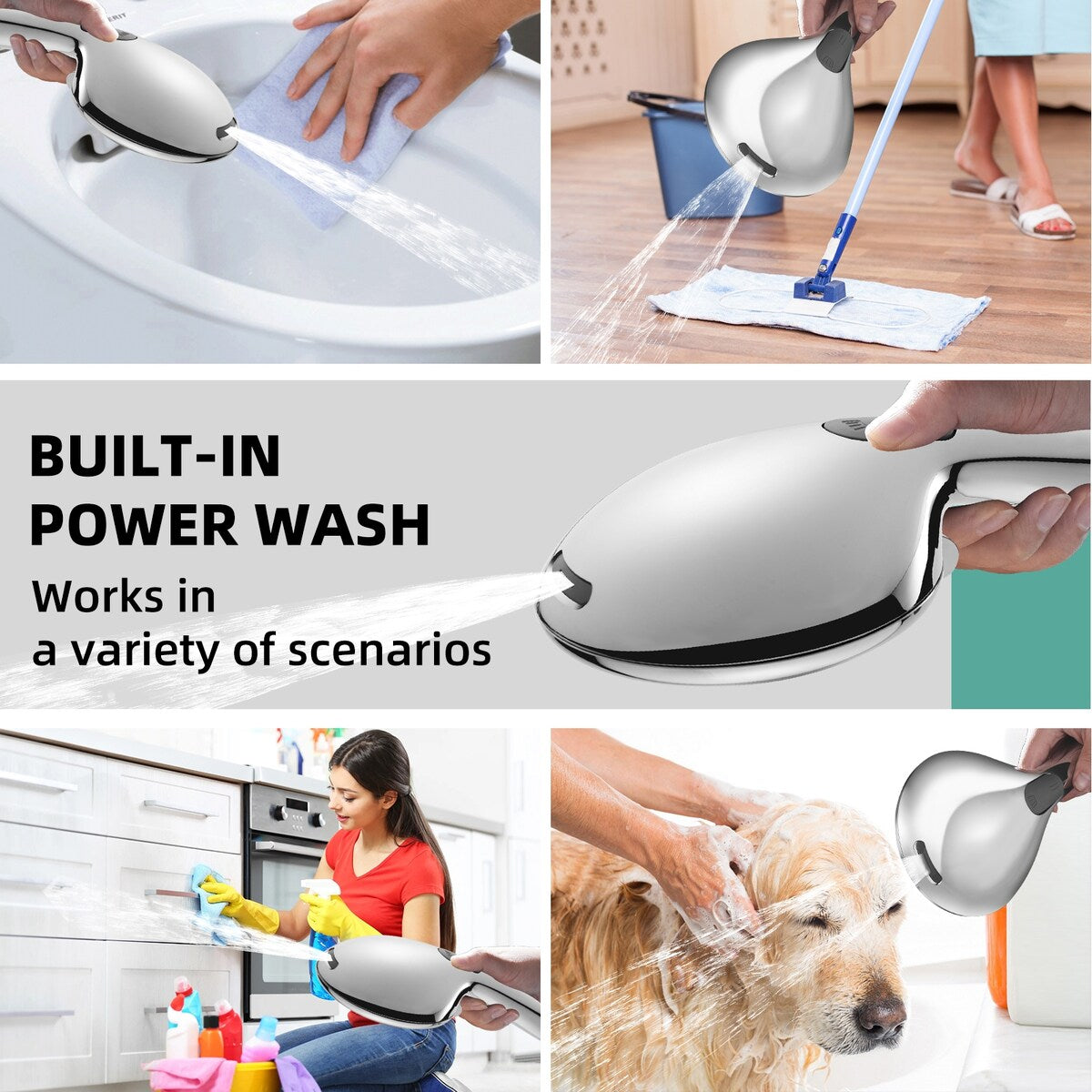 Cobbe 9-Spray Handheld Shower Head with Bracket and Hose