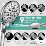 Cobbe 9-Spray Handheld Shower Head with Bracket and Hose