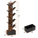 9-Tier Wooden Tree Bookshelf - Brown