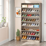 9 Tiers Shoe Cabinet 40-45 Pairs Heavy Duty Wood Freestanding Shoe Storage Cabinet with Open Storage for Entryway