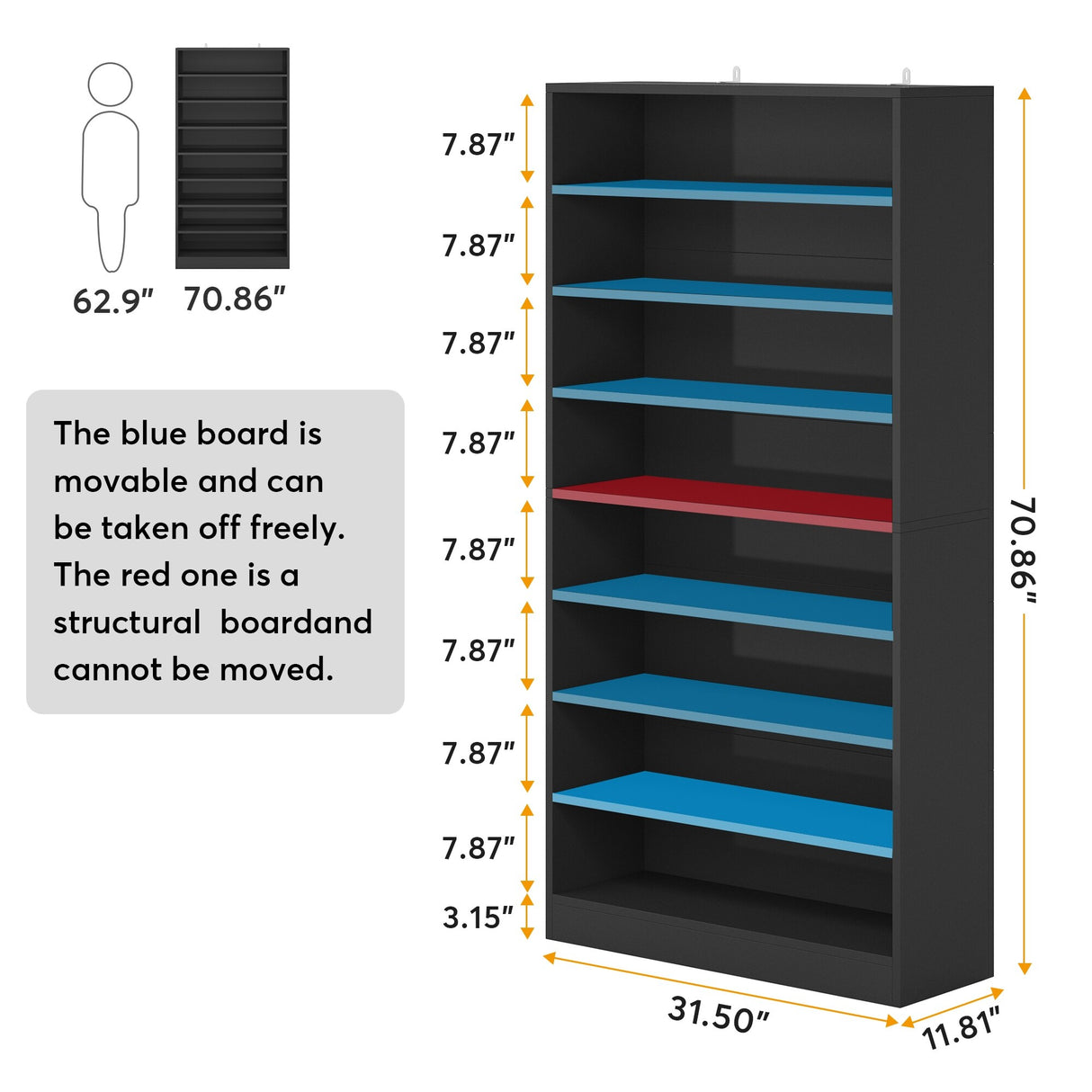 9 Tiers Shoe Cabinet 40-45 Pairs Heavy Duty Wood Freestanding Shoe Storage Cabinet with Open Storage for Entryway