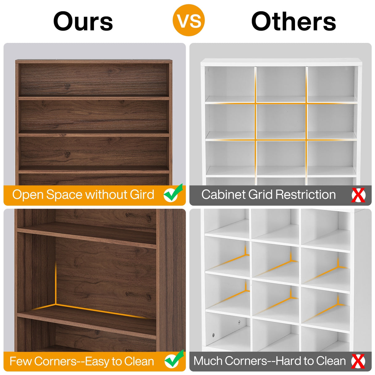 9 Tiers Shoe Cabinet 40-45 Pairs Heavy Duty Wood Freestanding Shoe Storage Cabinet with Open Storage for Entryway