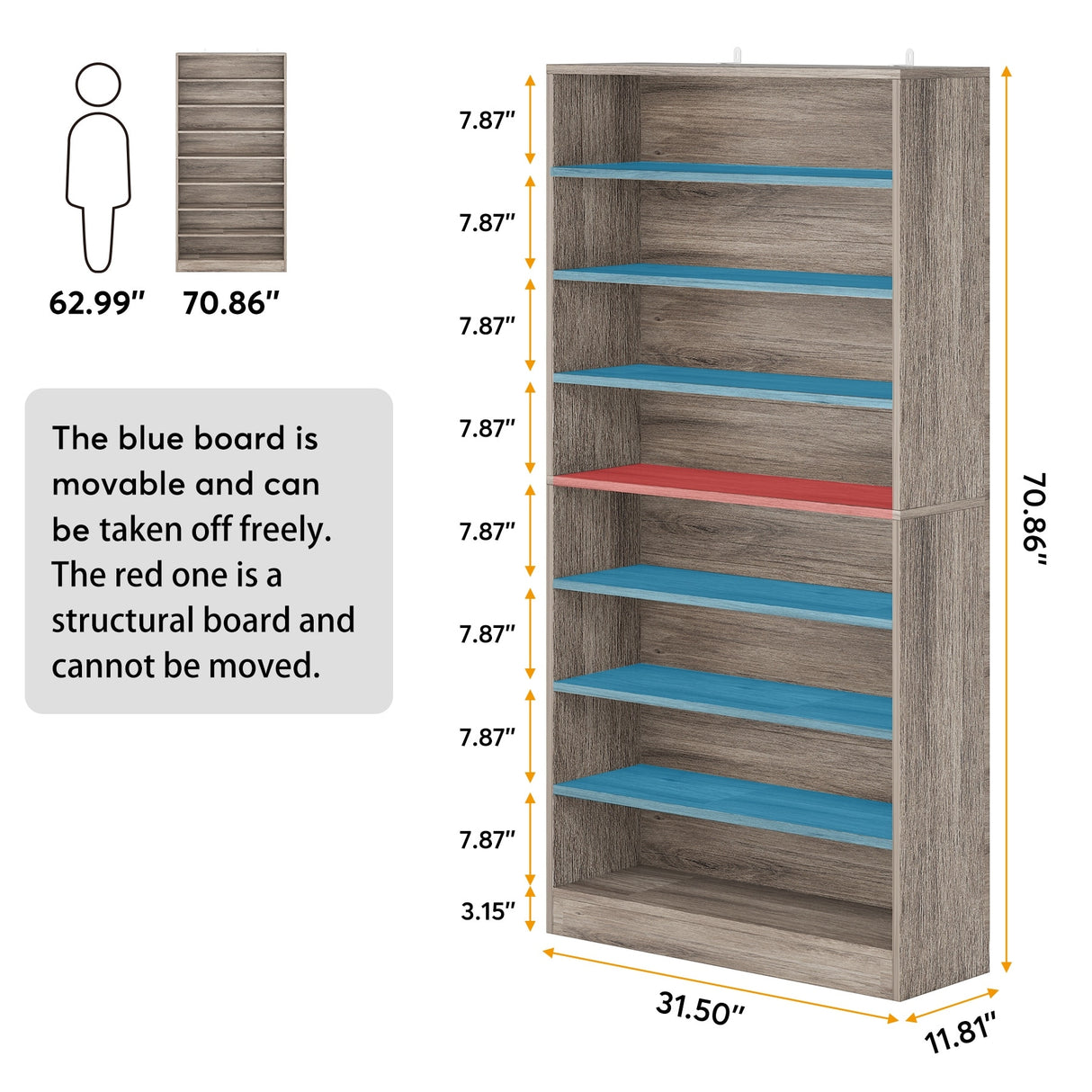9 Tiers Shoe Cabinet 40-45 Pairs Heavy Duty Wood Freestanding Shoe Storage Cabinet with Open Storage for Entryway