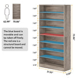 9 Tiers Shoe Cabinet 40-45 Pairs Heavy Duty Wood Freestanding Shoe Storage Cabinet with Open Storage for Entryway