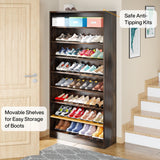 9 Tiers Shoe Cabinet 40-45 Pairs Heavy Duty Wood Freestanding Shoe Storage Cabinet with Open Storage for Entryway