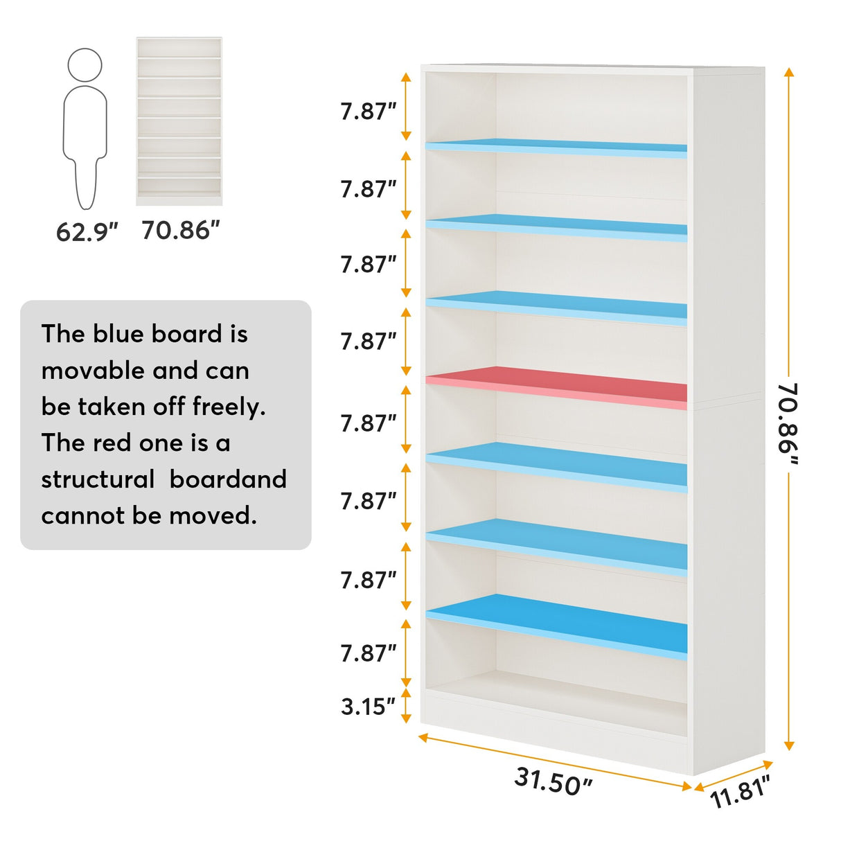 9 Tiers Shoe Cabinet 40-45 Pairs Heavy Duty Wood Freestanding Shoe Storage Cabinet with Open Storage for Entryway