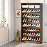 9 Tiers Shoe Cabinet 40-45 Pairs Heavy Duty Wood Freestanding Shoe Storage Cabinet with Open Storage for Entryway