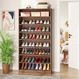 9 Tiers Shoe Cabinet 40-45 Pairs Heavy Duty Wood Freestanding Shoe Storage Cabinet with Open Storage for Entryway