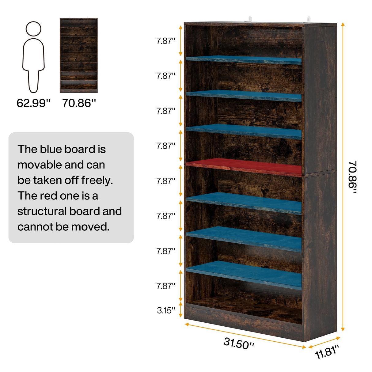 9 Tiers Shoe Cabinet 40-45 Pairs Heavy Duty Wood Freestanding Shoe Storage Cabinet with Open Storage for Entryway
