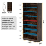 9 Tiers Shoe Cabinet 40-45 Pairs Heavy Duty Wood Freestanding Shoe Storage Cabinet with Open Storage for Entryway
