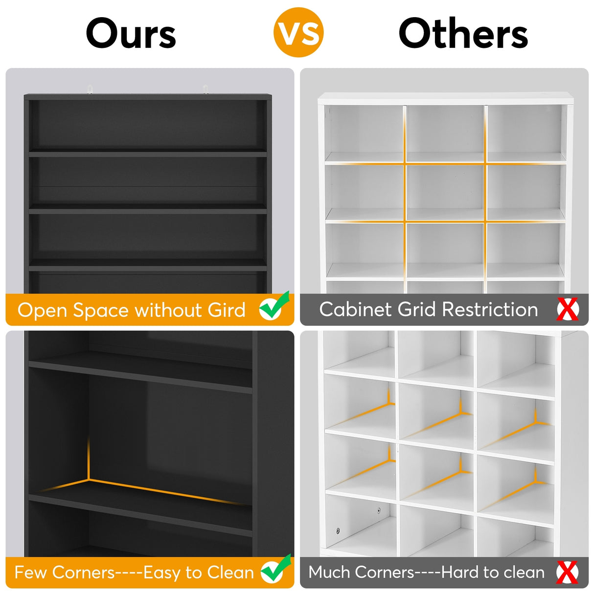 9 Tiers Shoe Cabinet 40-45 Pairs Heavy Duty Wood Freestanding Shoe Storage Cabinet with Open Storage for Entryway