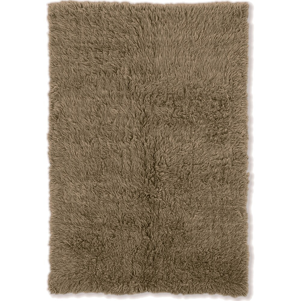 9 X 6 Feet Shag Style Latex Free Hand Woven Wool Rug, Light Brown - 6'5" x 9'8"