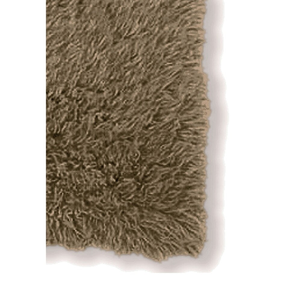 9 X 6 Feet Shag Style Latex Free Hand Woven Wool Rug, Light Brown - 6'5" x 9'8"