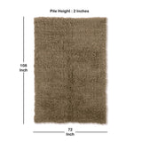 9 X 6 Feet Shag Style Latex Free Hand Woven Wool Rug, Light Brown - 6'5" x 9'8"