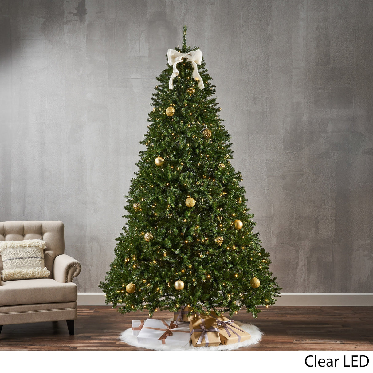 9-foot Fraser Fir Pre-Lit Clear LED Hinged Artificial Christmas Tree by Christopher Knight Home