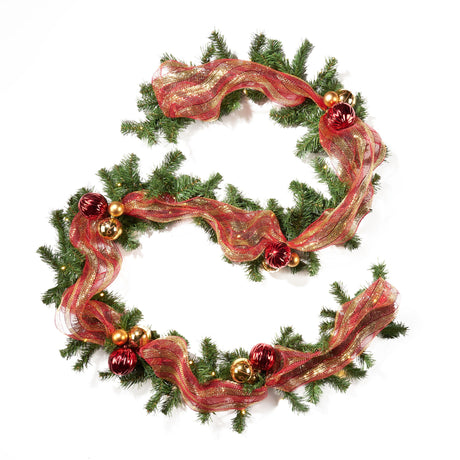 9-foot Noble Fir Pre-Lit Warm White LED Pre-Decorated Artificial Christmas Garland by Christopher Knight Home