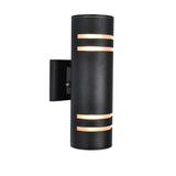 2 Pack 9 in. 2-Light Modern Industrial Cylindrical Outdoor Waterproof Lantern Wall Sconces with Light Sensor