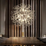 9-light Chrome Modern Firework Chandelier Crystal Pendant Lighting - 19.7inch